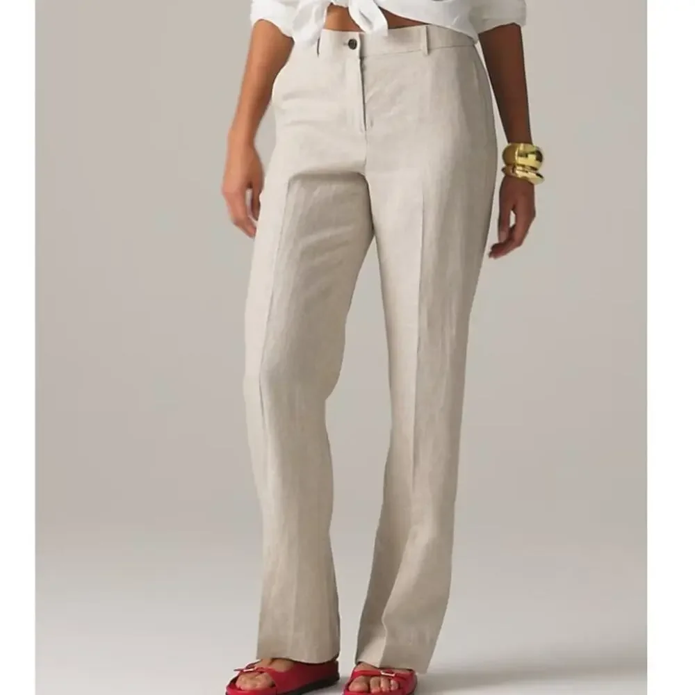 J.Crew Women's Harbor Linen Pant Flax Size Large NWOT